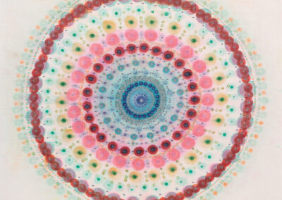 A colorful circle with many circles, inspired by the bold styles of McConville and Munroe, brings a vibrant touch to 2025’s artistic trends.