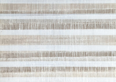 Abstract image featuring alternating horizontal stripes in light beige and off-white tones, with subtle vertical streaks and drips creating a textured, weathered effect across the entire surface.