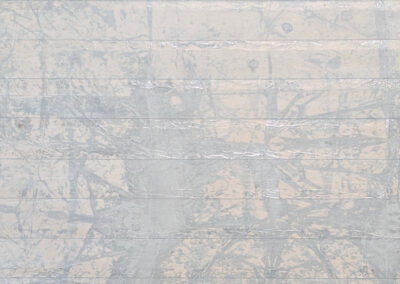 A textured surface with a pale, off-white and light gray color. Faint, irregular lines and organic patterns are visible, resembling subtle tree branches or veins beneath a slightly glossy finish.